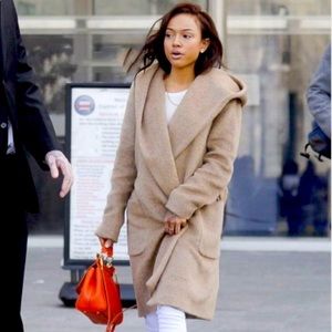 Zara hooded camel coat